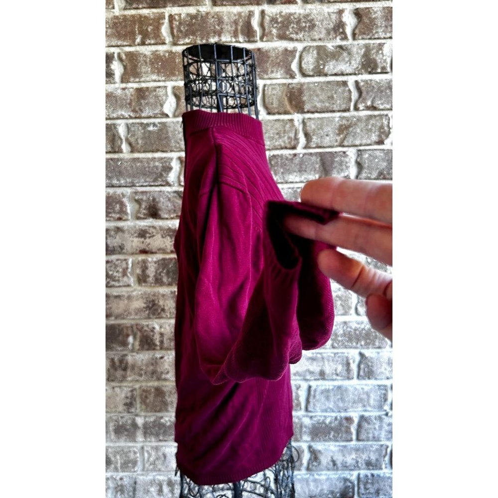 Vintage Samantha Edwards Sweater XL Burgundy Wine Back Zip Silk Cotton P… - Picture 8 of 11